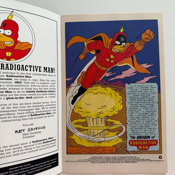 Radioactive Man #1 Glow-in-the-Dark - Vintage comic book 1993 + Poster Simpsons - Picture 4 of 9